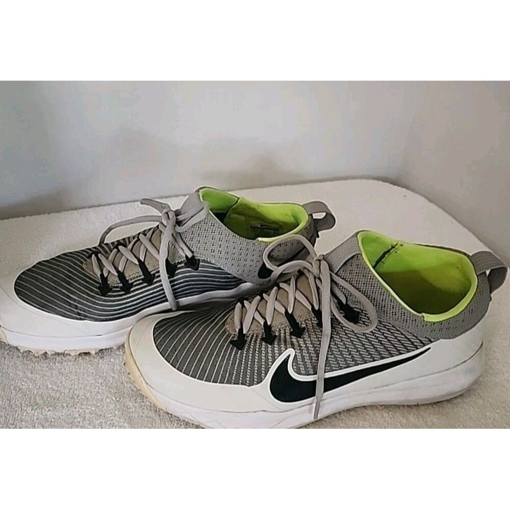 Nike FI Premier Golf Shoes Mens  Size 11 1/2 White Gray Neon Athletic Soft Spike